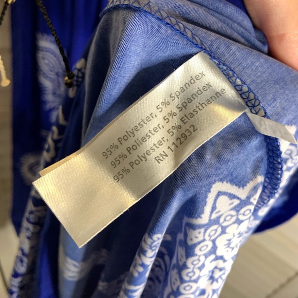 Cristinalove Blue and White Mandala Graphic Smocked Maxi Sundress - Picture 11 of 11